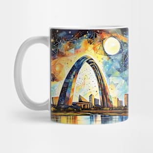 St. Louis Arch Under  Cubist Night Sky Mug